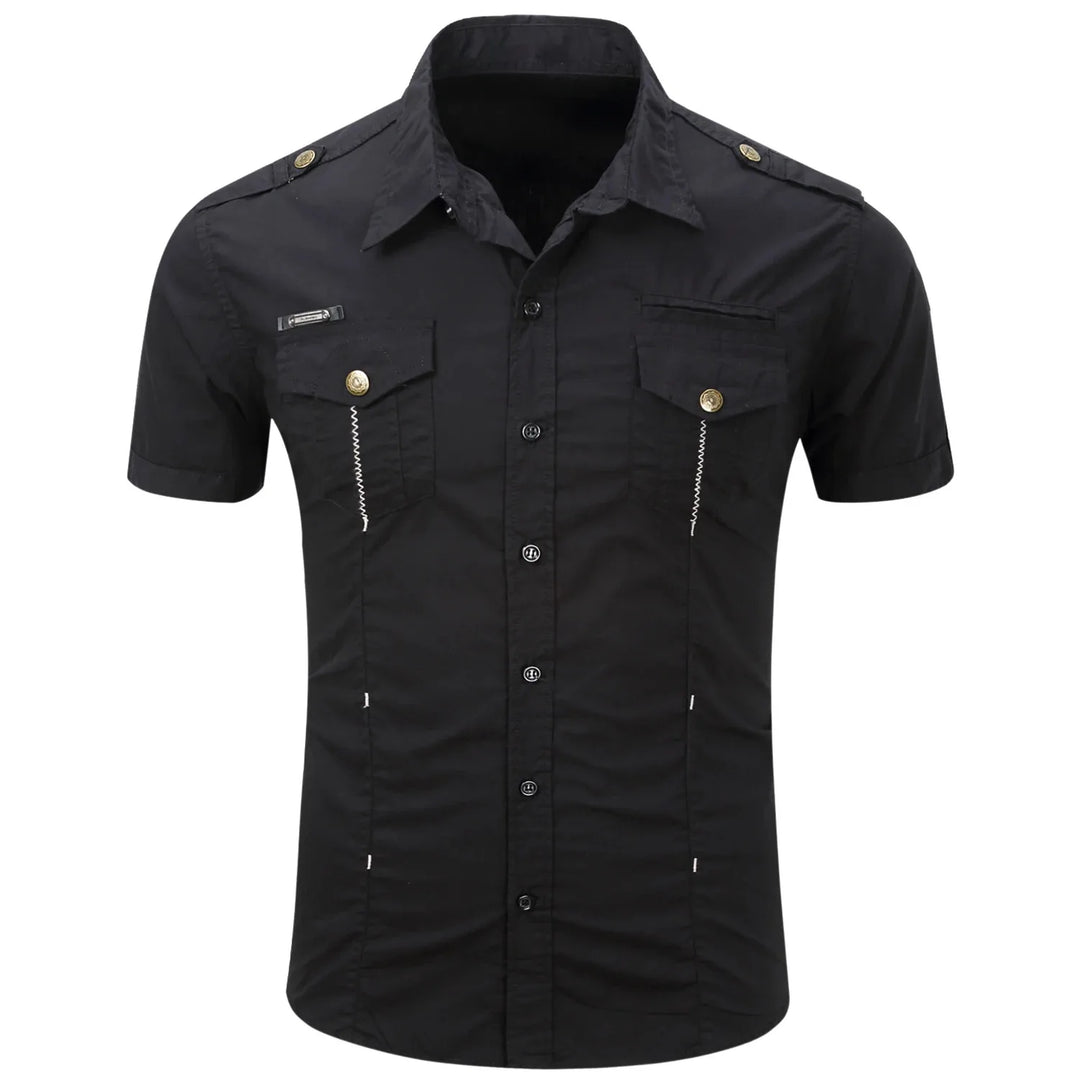 Chemise Cargo en Coton à Manches Courtes 