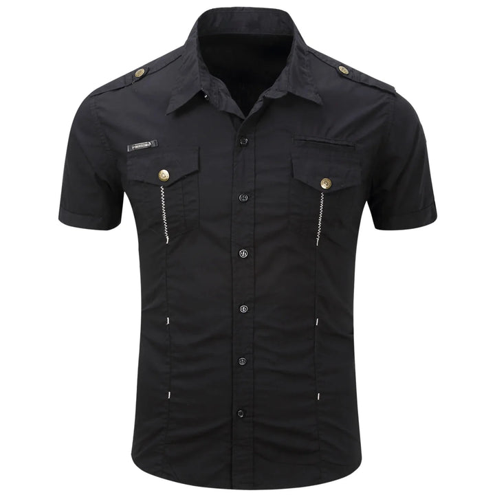 Chemise Cargo en Coton à Manches Courtes 