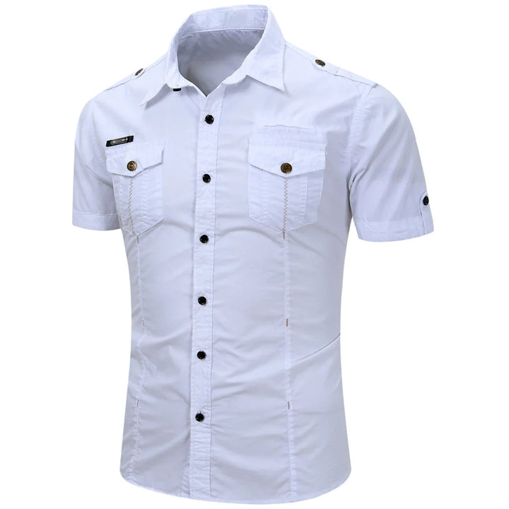 Chemise Cargo en Coton à Manches Courtes 