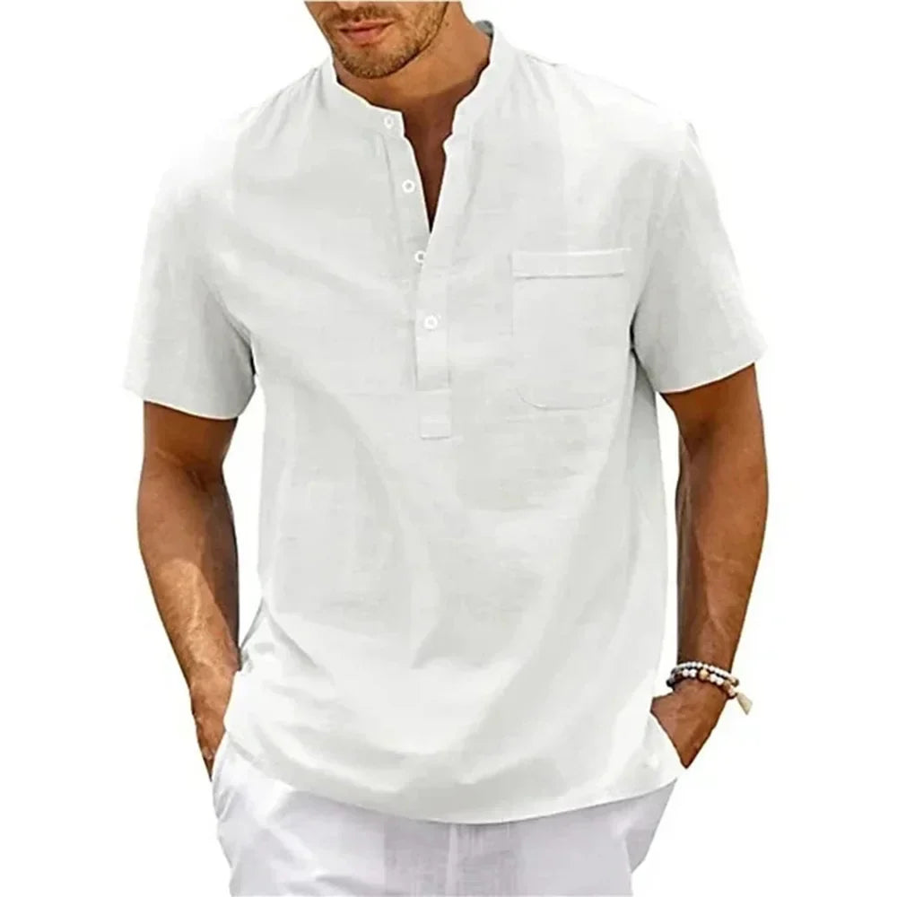 Chemise élégante en coton et lin 
