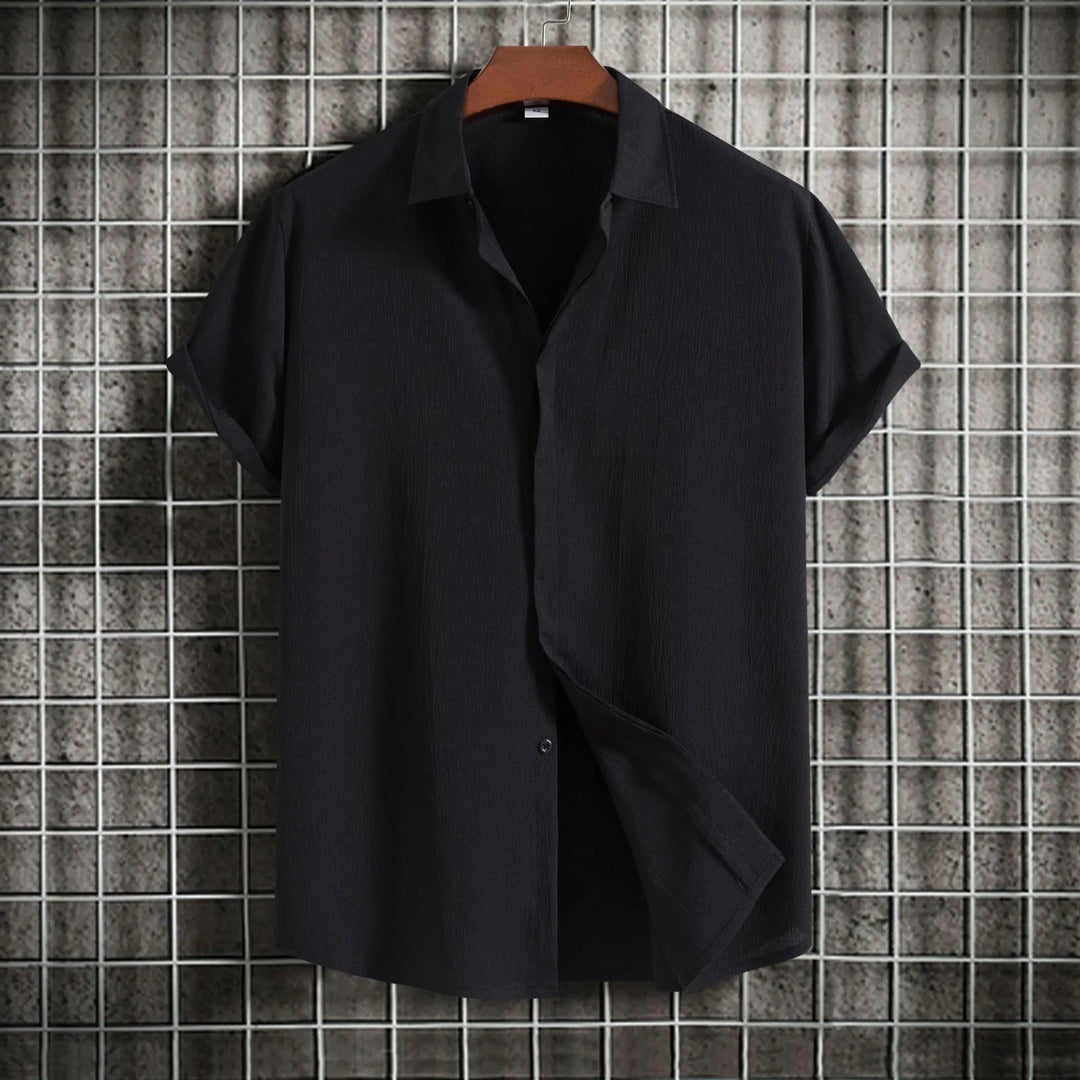 Chemise à manches courtes en coton et lin 