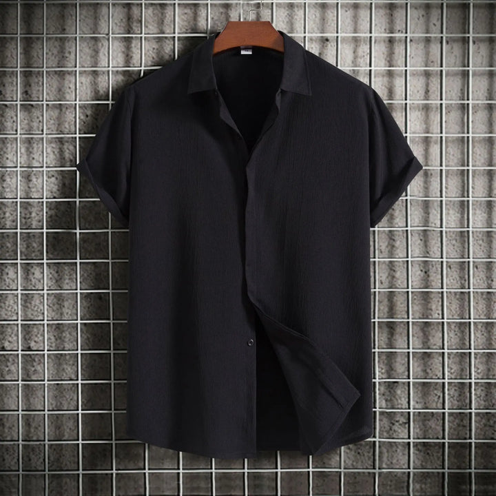 Chemise à manches courtes en coton et lin 