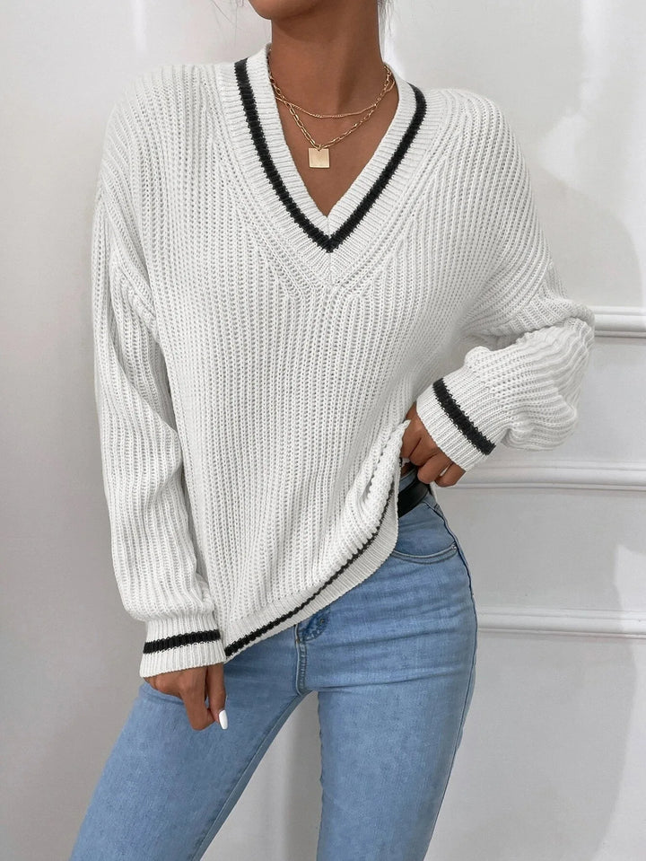 Marina | Pull en maille gaufrée rayé 