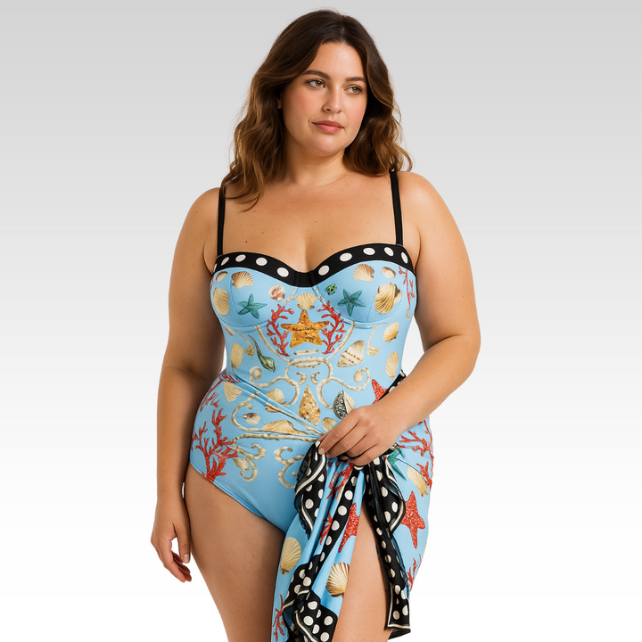 Zemina™ | Maillot de bain une pièce push-up sculptant avec peignoir de plage assorti 