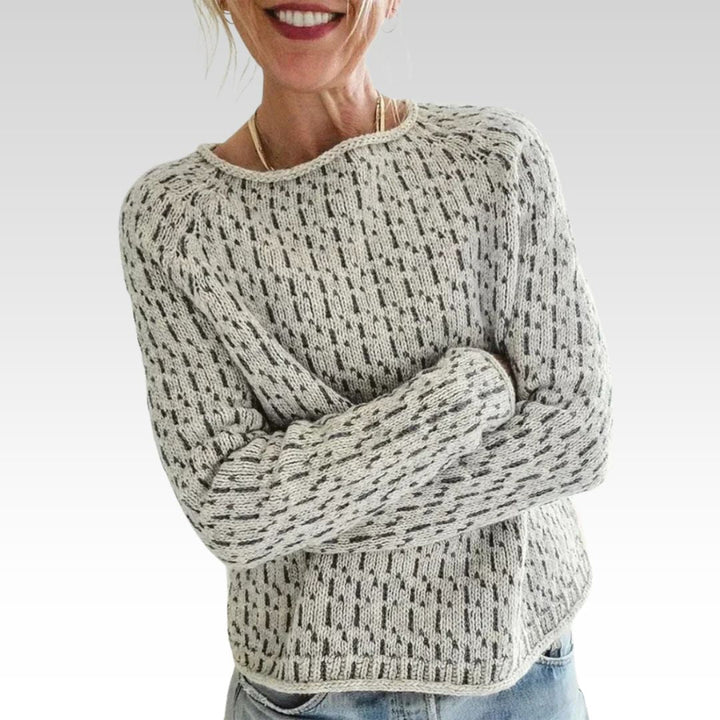 Victoria | Pull Gris Élégant avec Col Bateau 