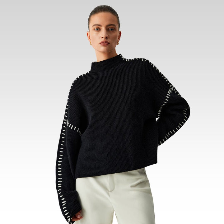 Alma | Pull à col roulé oversize avec détails en piqué 