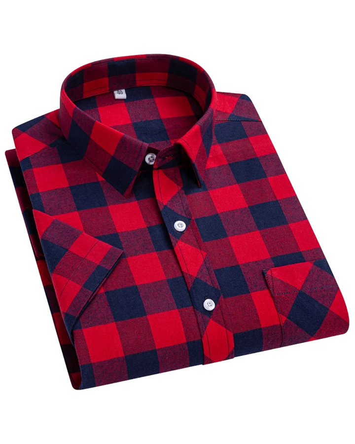 Chemise à carreaux à manches courtes en coton 