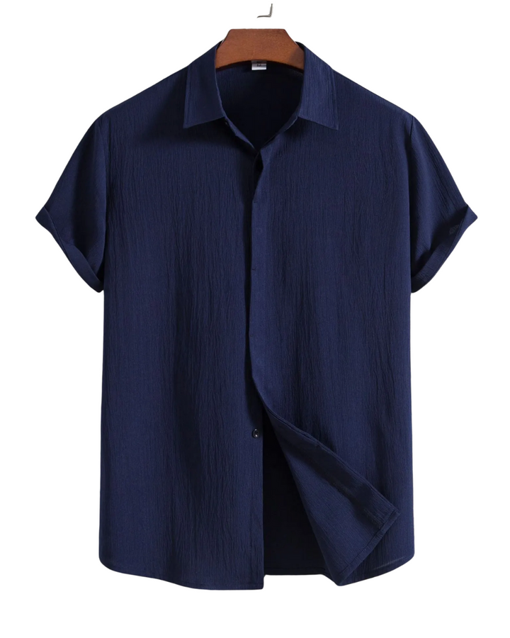 Chemise à manches courtes en coton et lin 