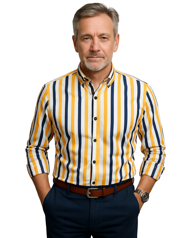 Givalli - Chemise décontractée rayée pour homme 