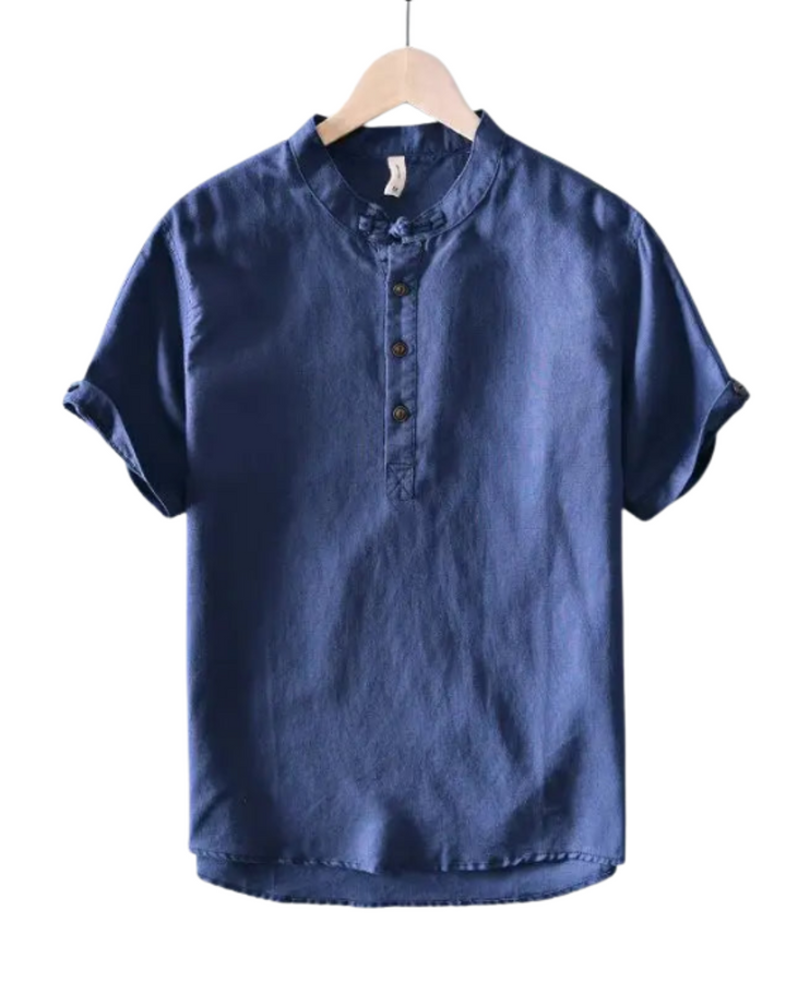 Chemise en lin et coton à manches courtes 