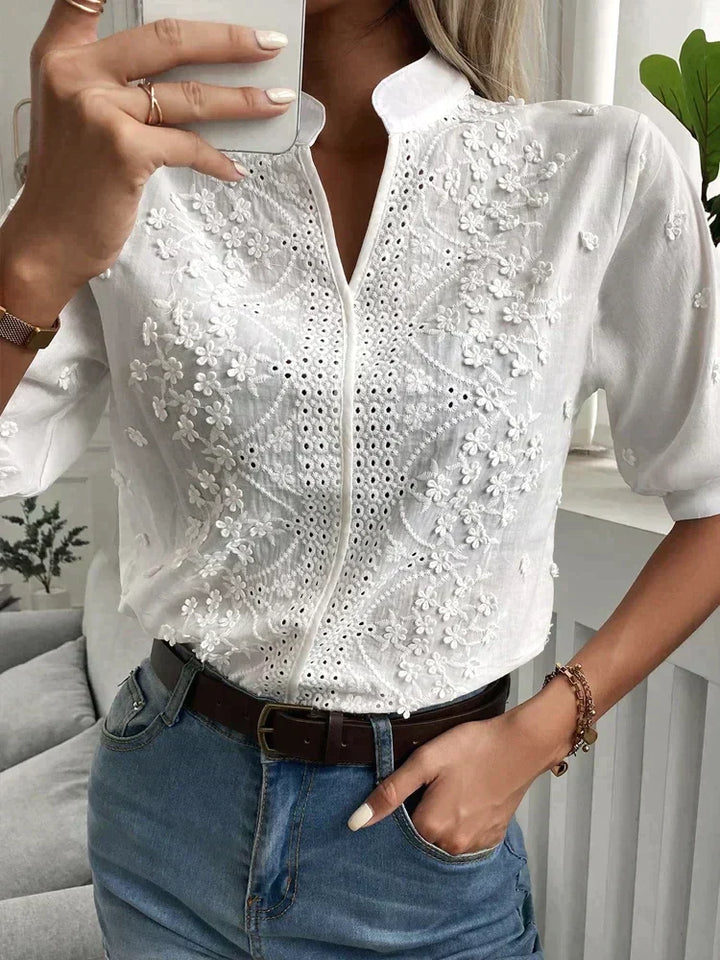 Laurine - Haut Décontracté Élégant Brodé 