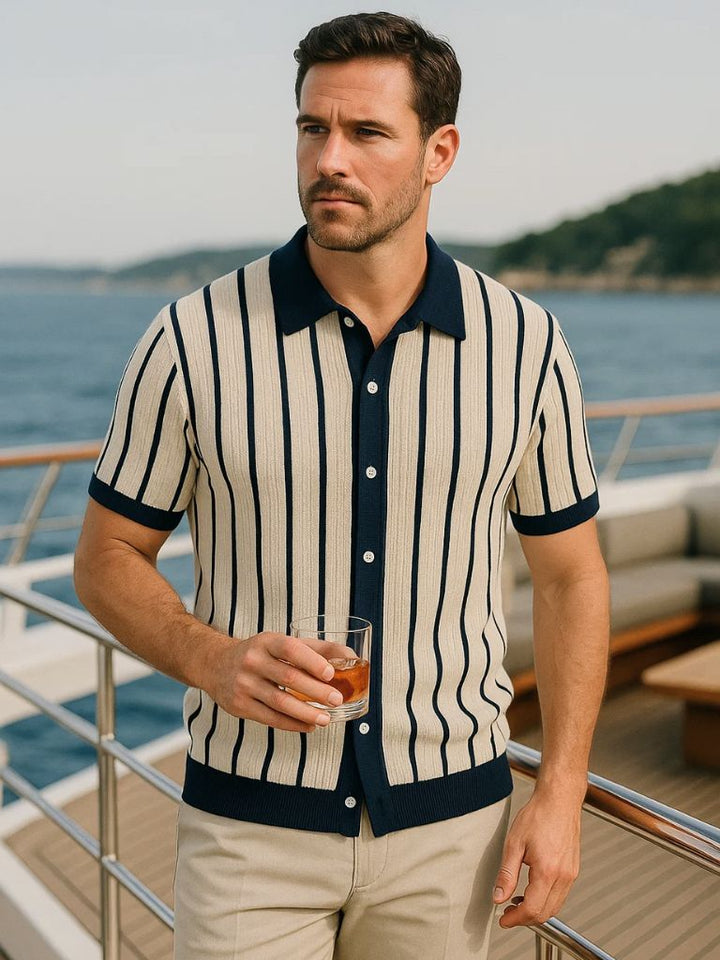 Polo en tricot à cadre atlantique – Leviana 