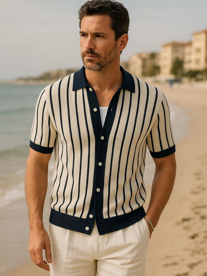 Polo en tricot à cadre atlantique – Leviana 