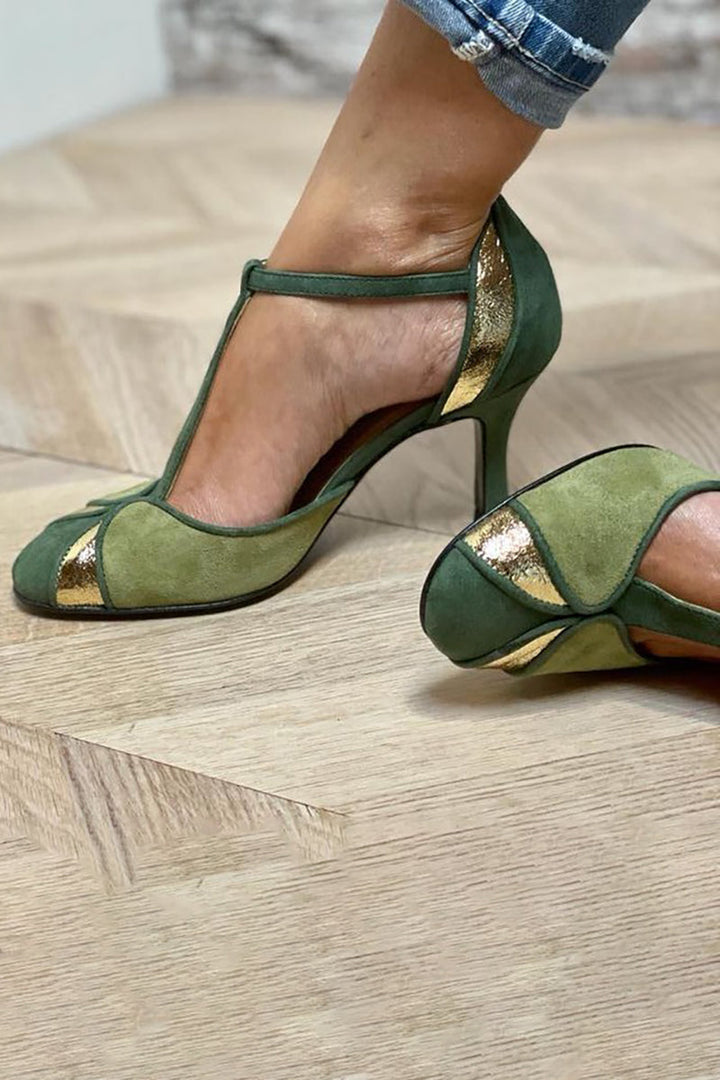 Taviana | Talons Patchwork avec bride en T et bout fermé 