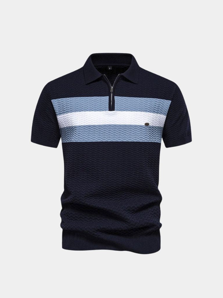 Polo ajusté classique avec col zippé et manches courtes - Leviana 