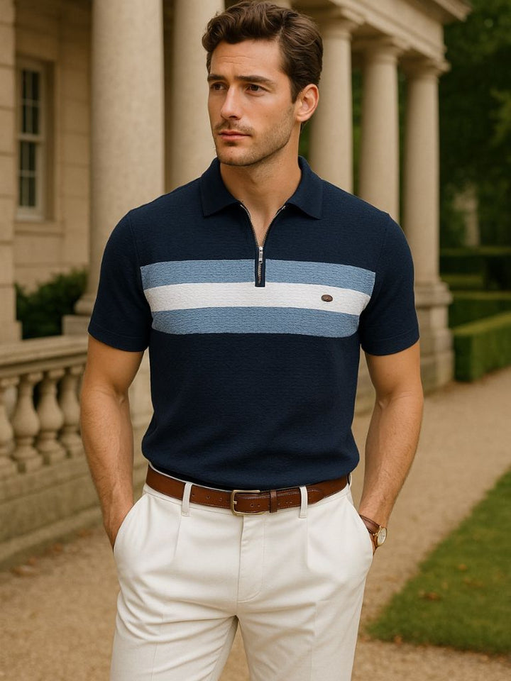 Polo ajusté classique avec col zippé et manches courtes - Leviana 
