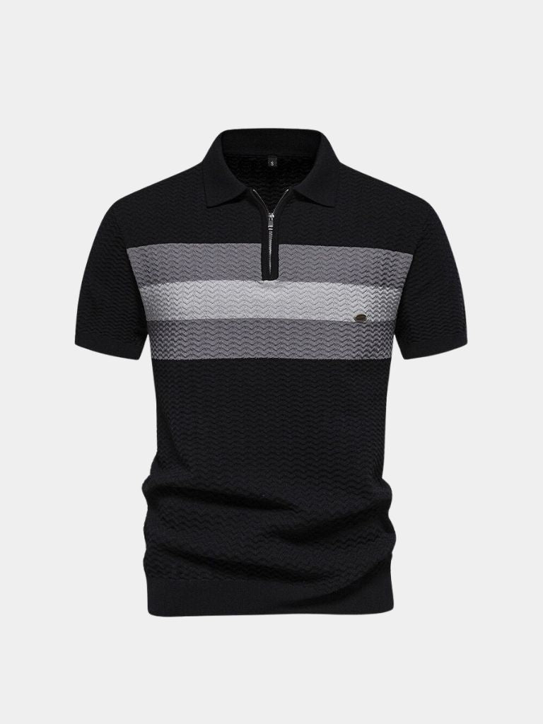 Polo ajusté classique avec col zippé et manches courtes - Leviana 