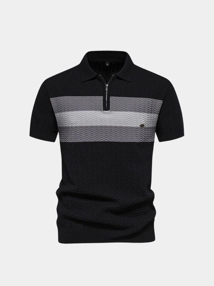Polo ajusté classique avec col zippé et manches courtes - Leviana 