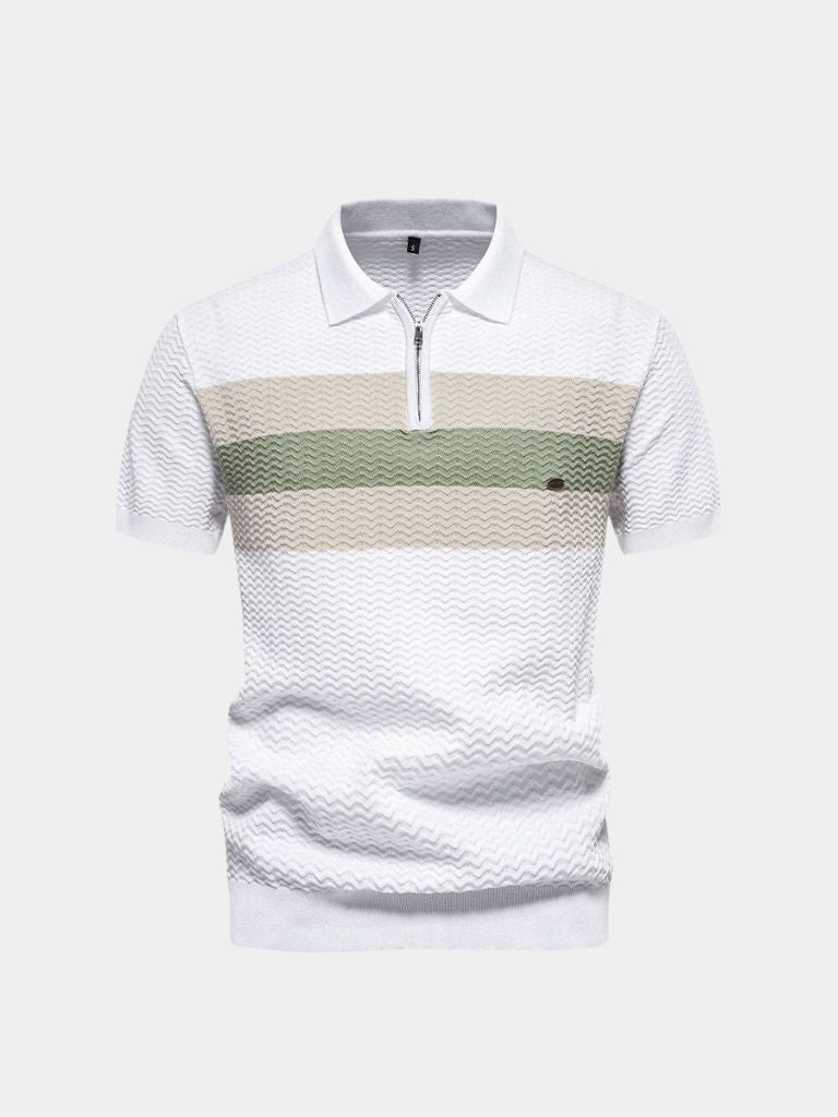 Polo ajusté classique avec col zippé et manches courtes - Leviana 