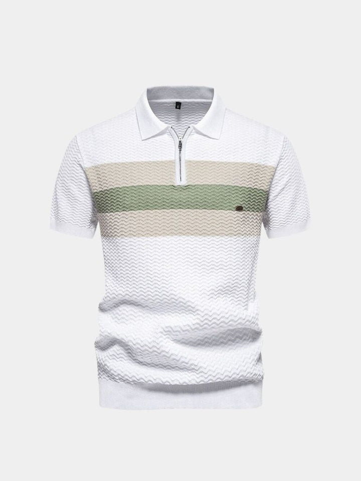 Polo ajusté classique avec col zippé et manches courtes - Leviana 