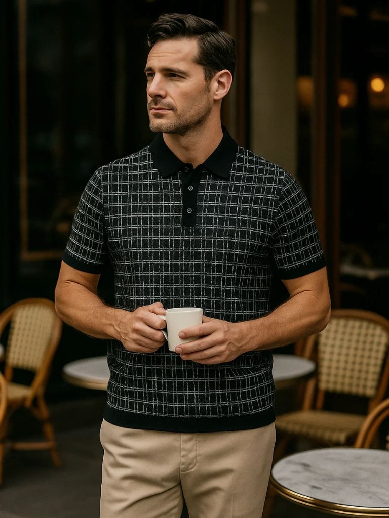 Polo en maille noir classique - Leviana 