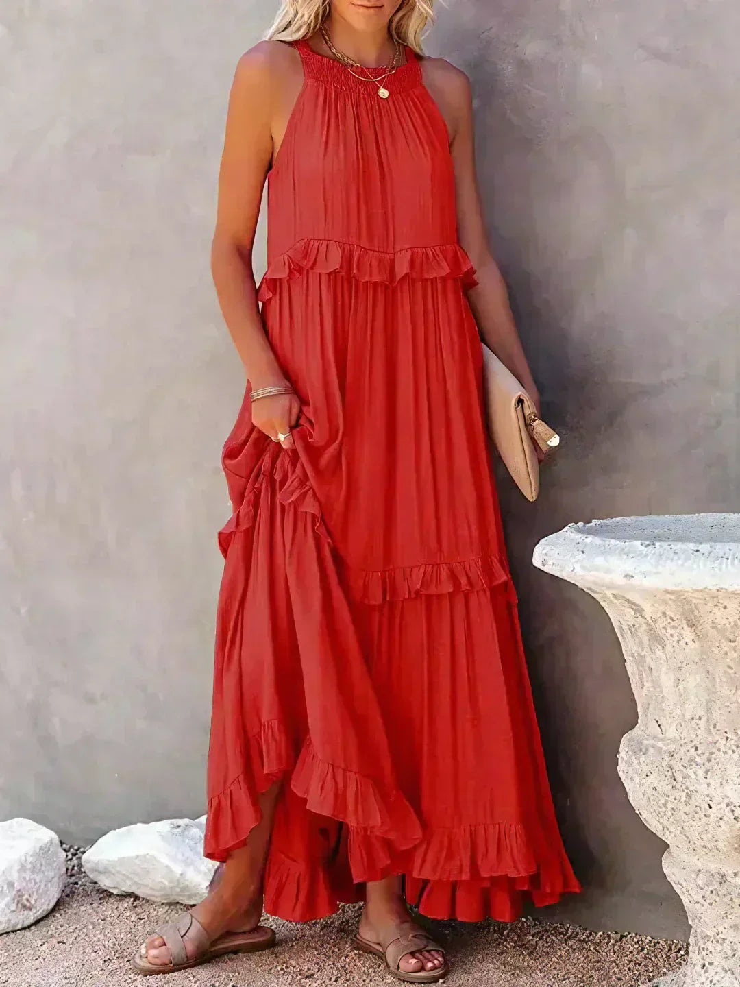ANETA™ | Robe sans manches à volants élégante 
