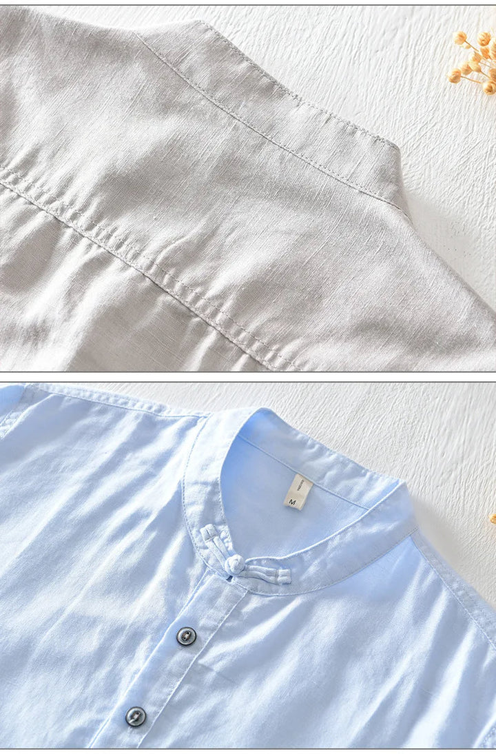 Chemise en lin et coton à manches courtes 