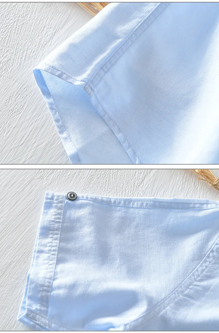 Chemise en lin et coton à manches courtes 