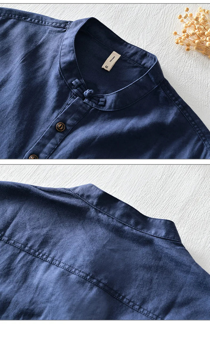 Chemise en lin et coton à manches courtes 