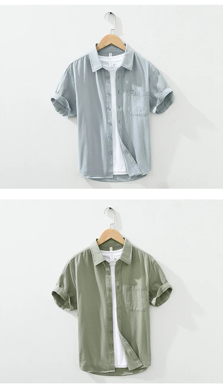 Chemise en coton à manches courtes 