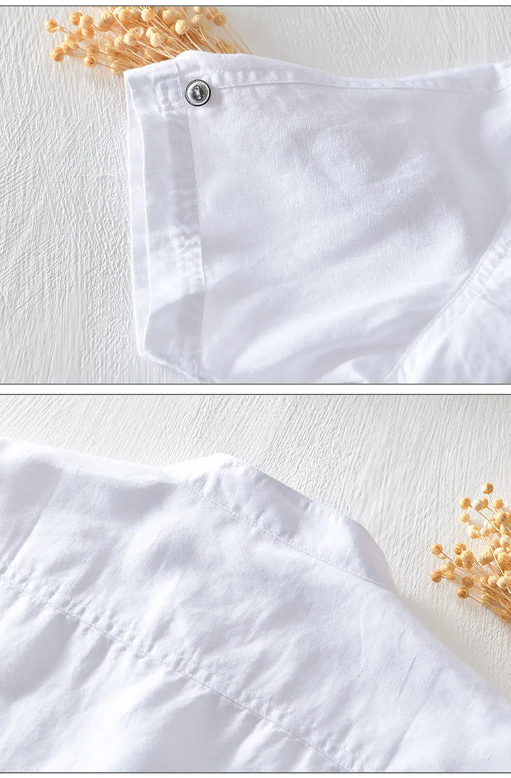 Chemise en lin et coton à manches courtes 