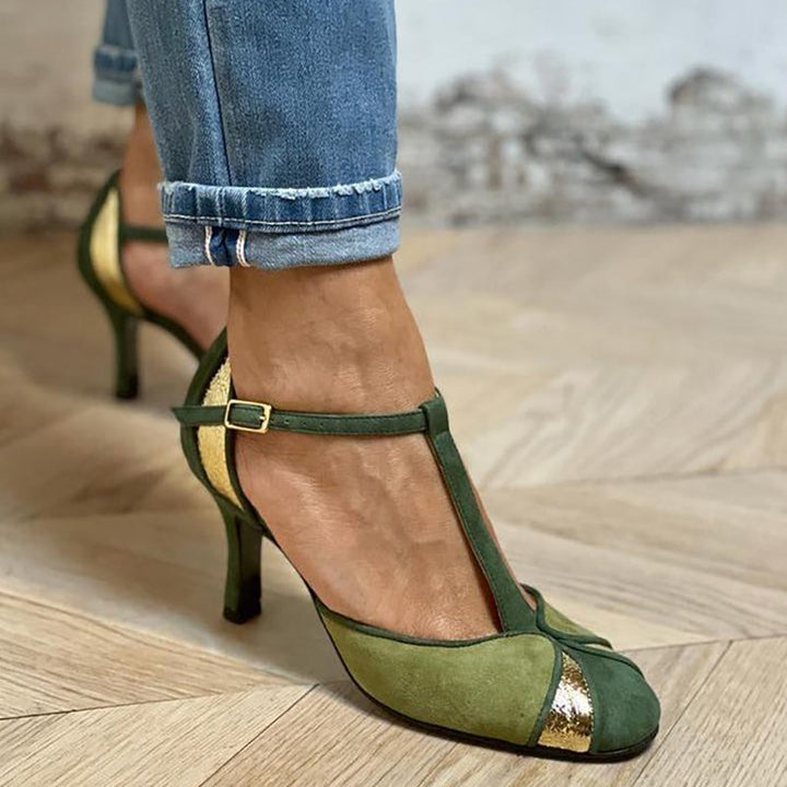 Taviana | Talons Patchwork avec bride en T et bout fermé 