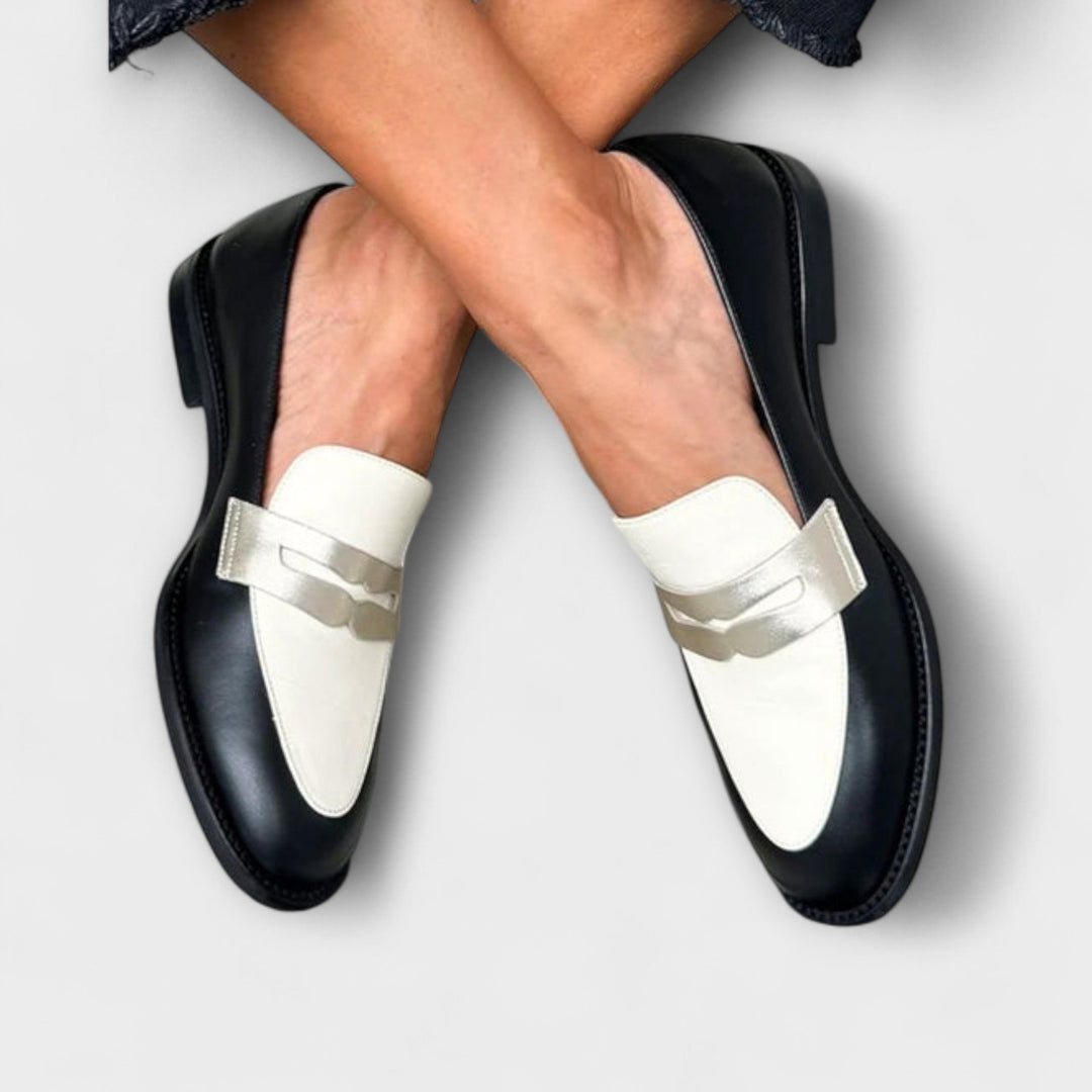 Rafael™ | Mocassins noirs avec éclat métallique 