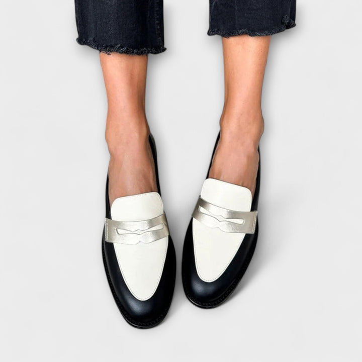 Rafael™ | Mocassins noirs avec éclat métallique 