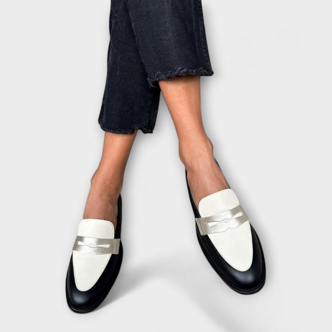 Rafael™ | Mocassins noirs avec éclat métallique 