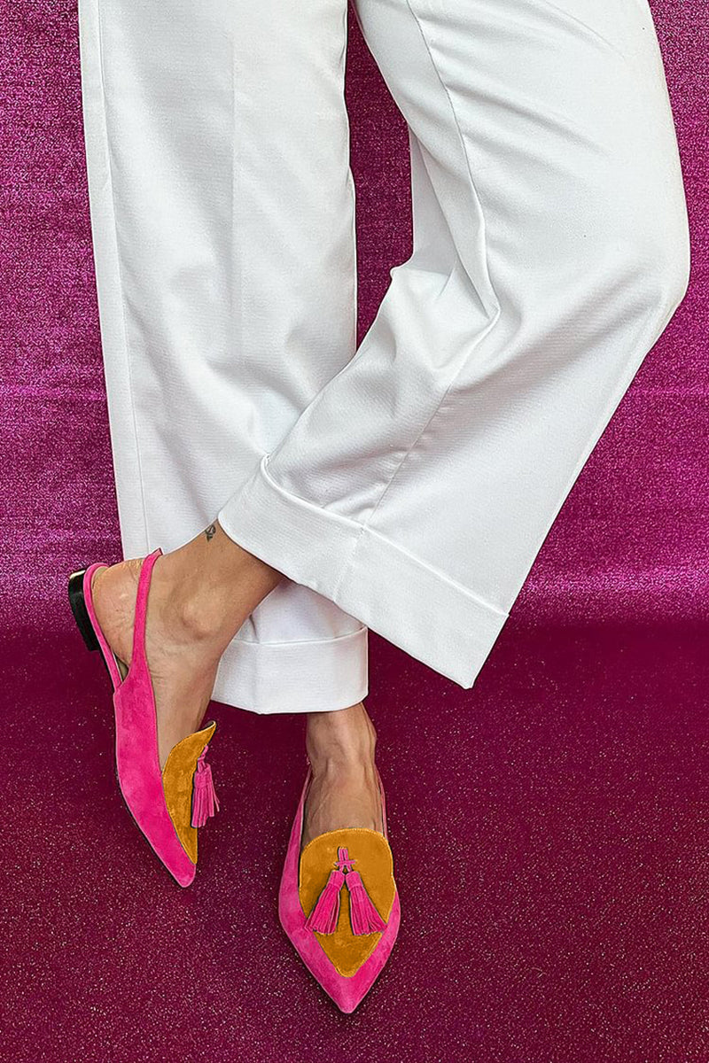 Frendessa | Ballerines colorées avec franges et une bride cheville décorative 