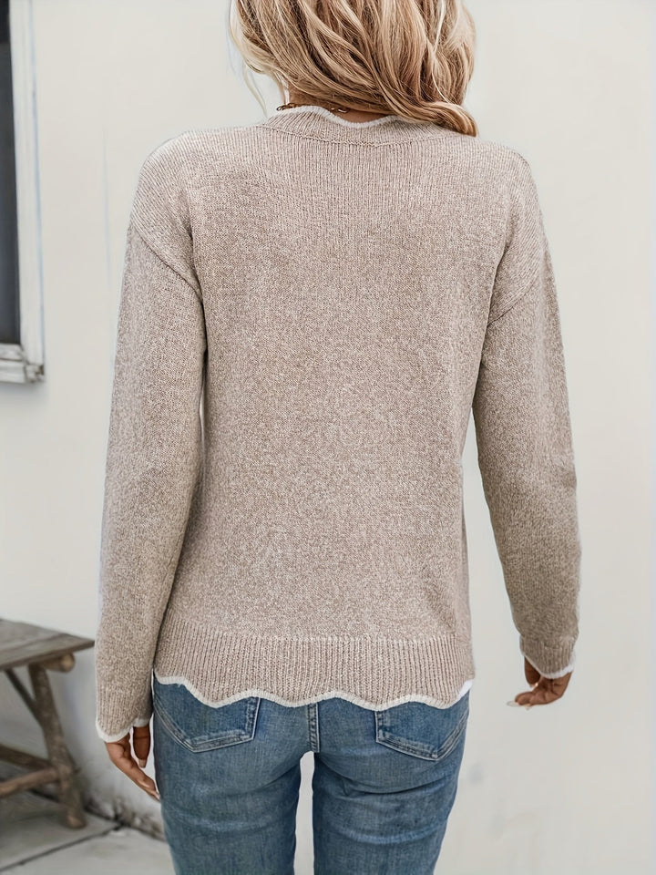 Isadora™ | Scalloped V-Neck Sweater