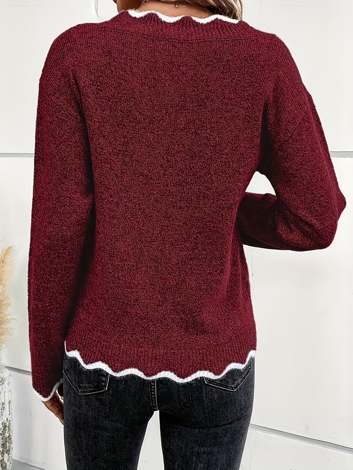 Isadora™ | Scalloped V-Neck Sweater