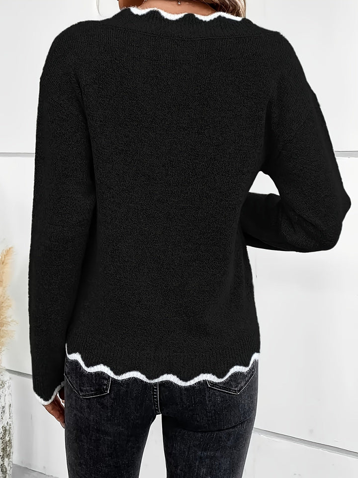 Isadora™ | Scalloped V-Neck Sweater