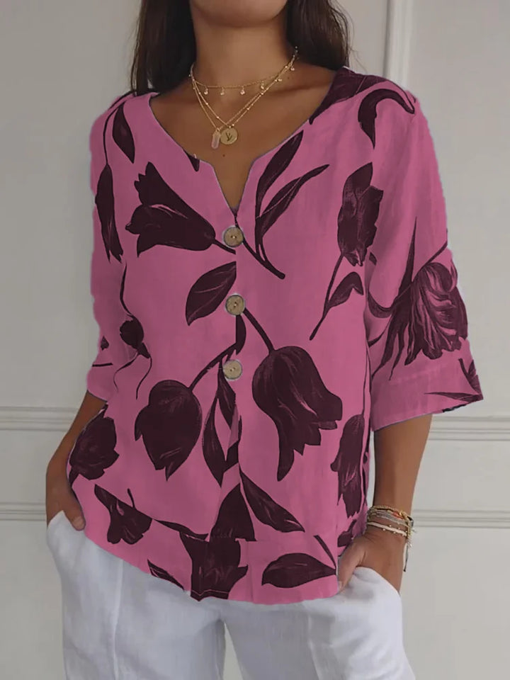 Kim - Blouse Élégante à Motifs Floraux 