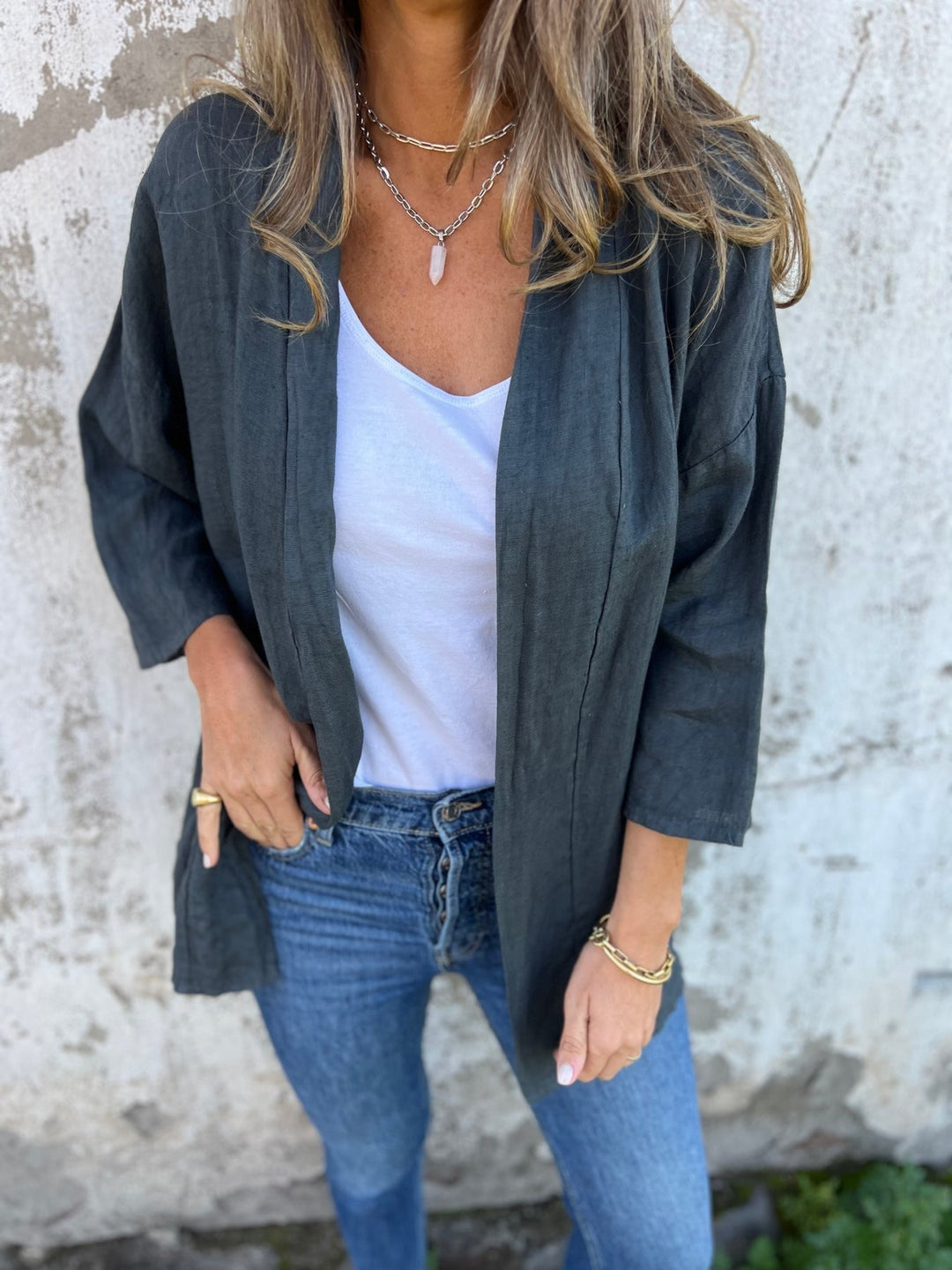 Cardigan en lin avec volants 
