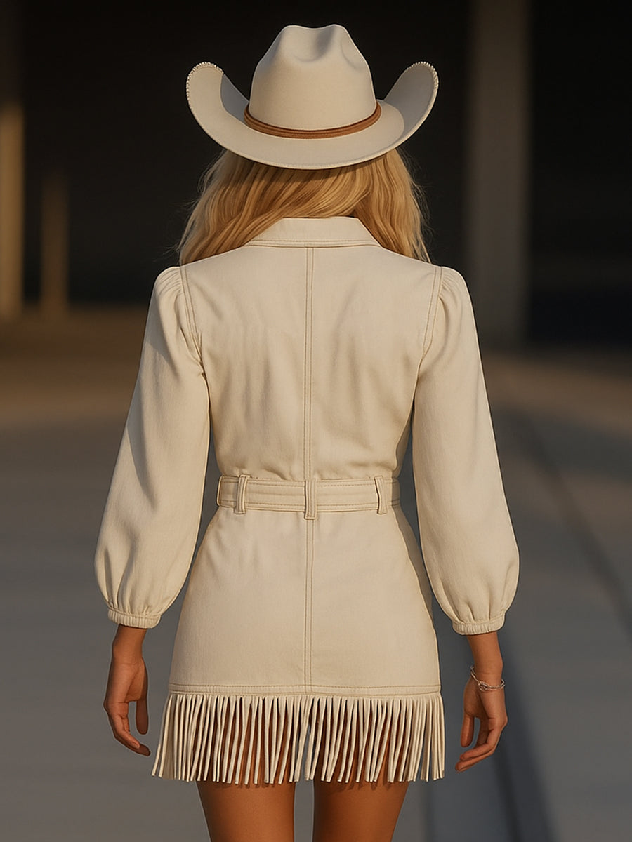 Lunika™ | Robe en denim à franges ludique 
