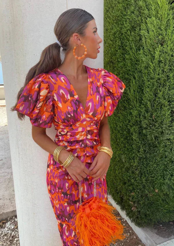 Arielle™ | Graceful and Vibrant Midi Dress