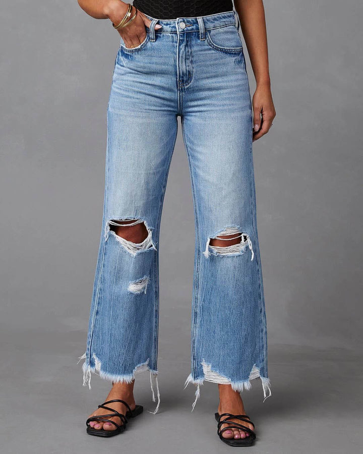 Jeans à jambes larges délavés 