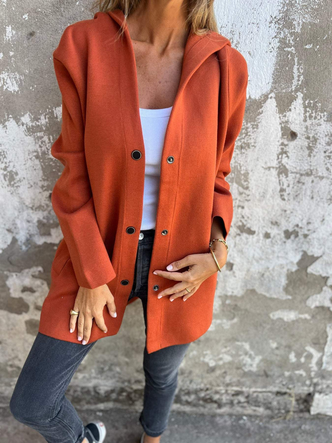 Ella | Veste à capuche décontractée avec bouton unique 