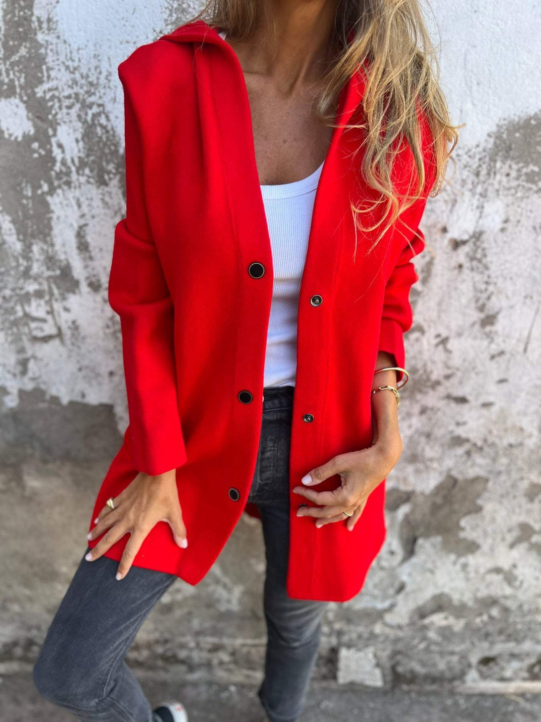 Ella | Veste à capuche décontractée avec bouton unique 