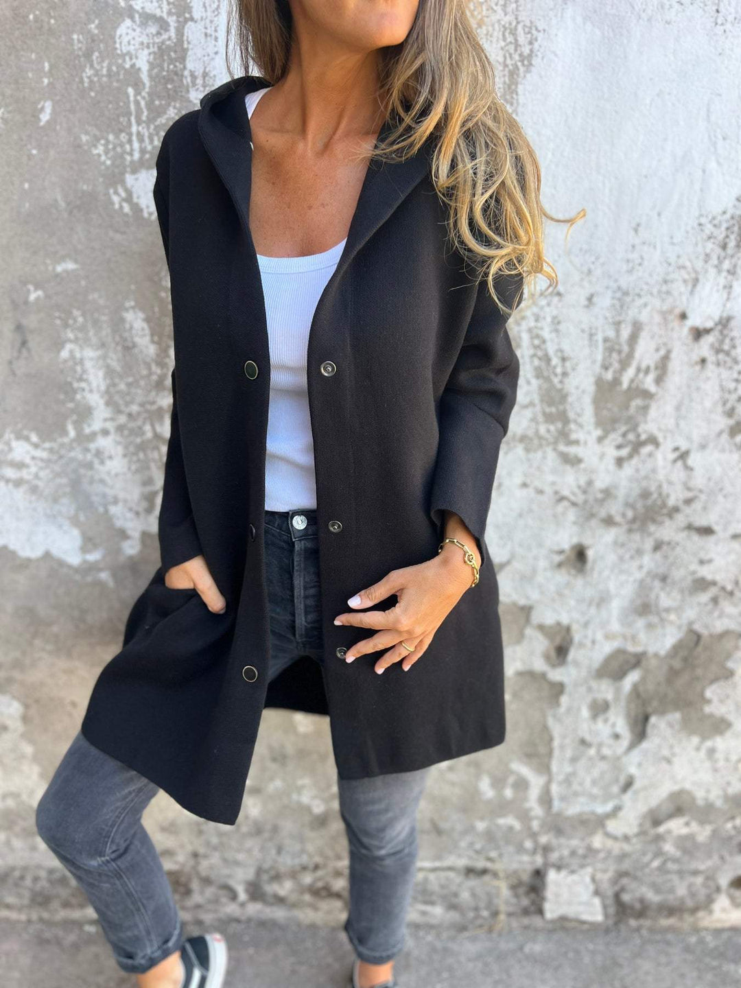 Ella | Veste à capuche décontractée avec bouton unique 