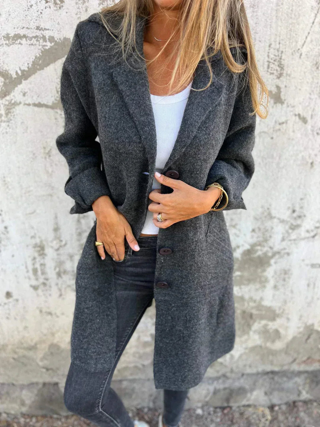 Teni™ | Manteau long décontracté élégant avec poches pratiques 