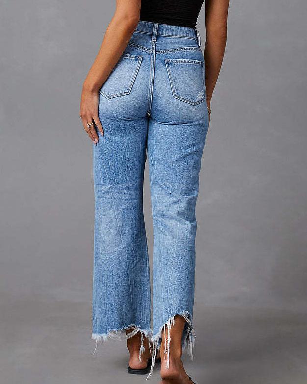 Jeans à jambes larges délavés 