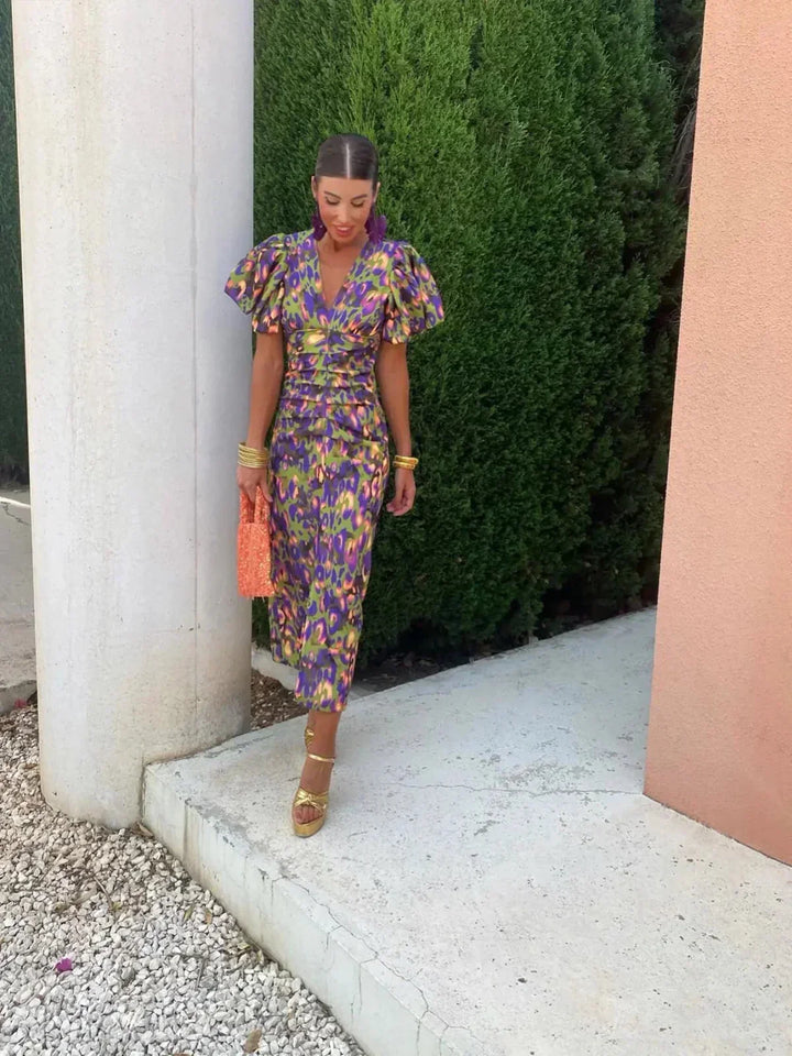 Arielle™ | Graceful and Vibrant Midi Dress